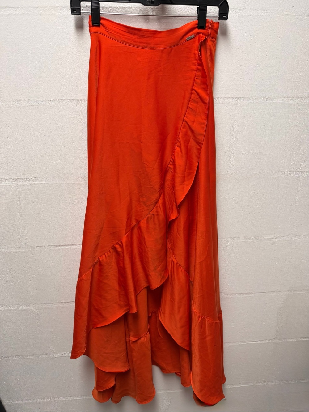 Guess Orange High-Low Ruffle Wrap Skirt - Picture 3 of 6